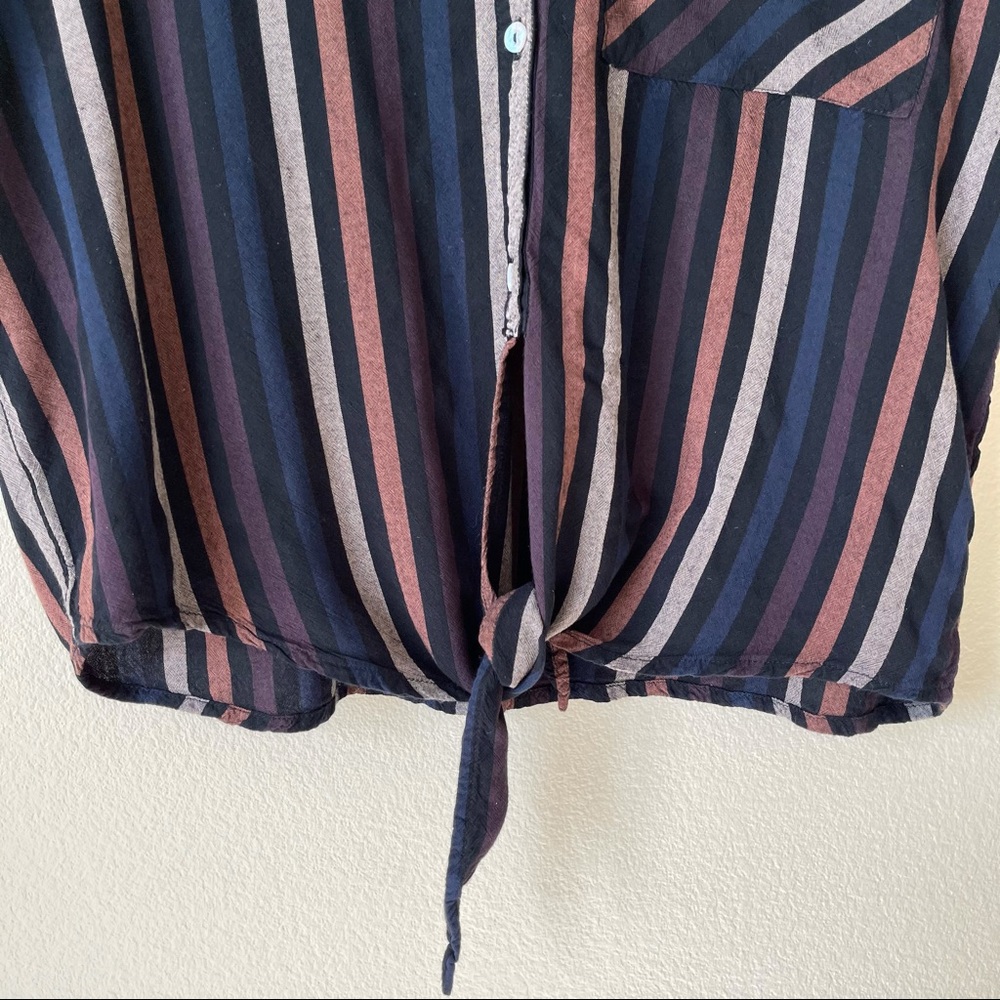 O’Neill Demi Stripe Shirt Button Up Tie Front XS - Picture 10 of 14